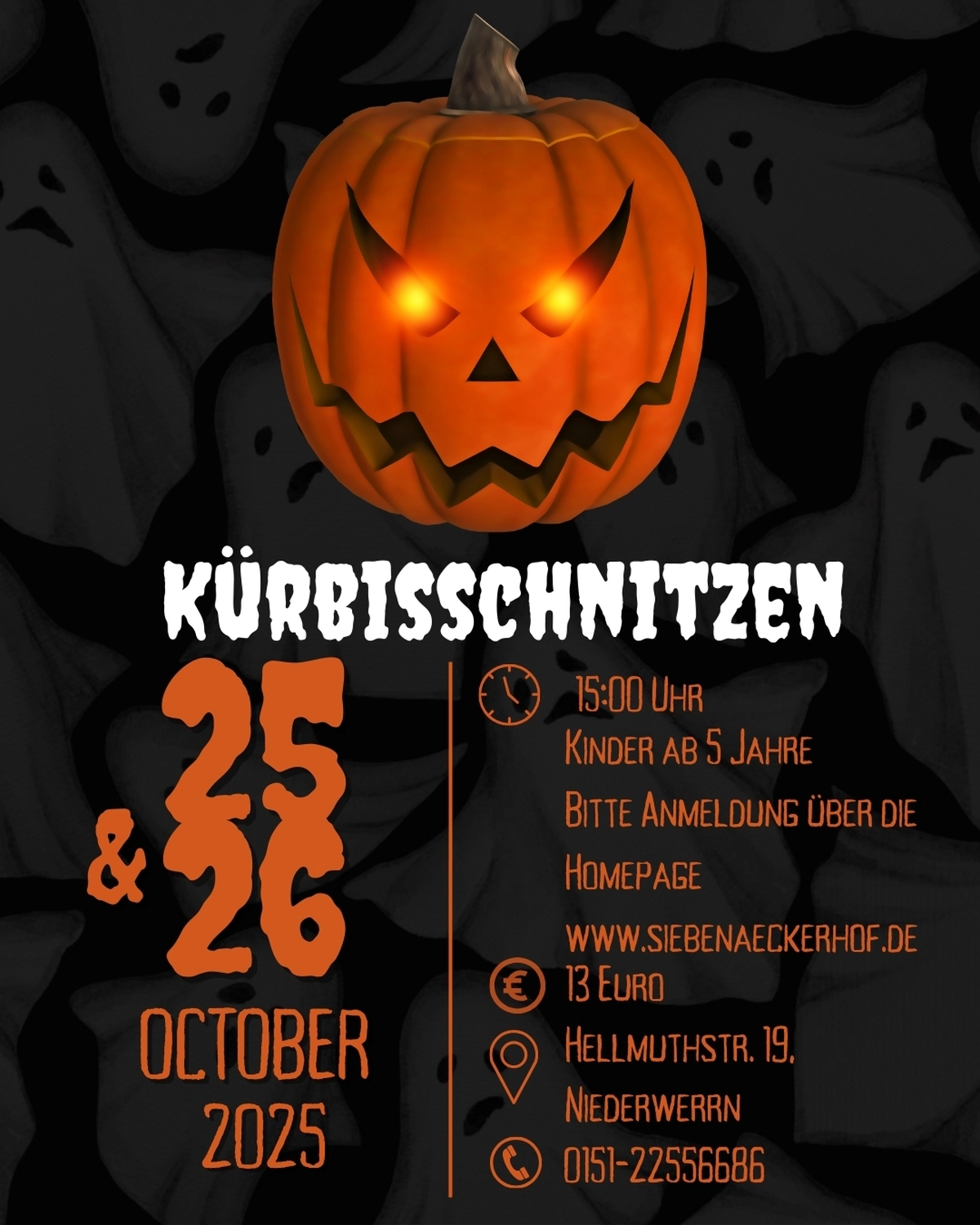 Sieben Äcker Hof – Flyer zum Kürbisschnitzen
